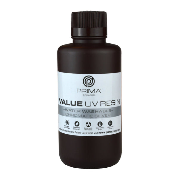 PrimaCreator Value resina UV lavabile con acqua - 500 ml - Argento Cromatico