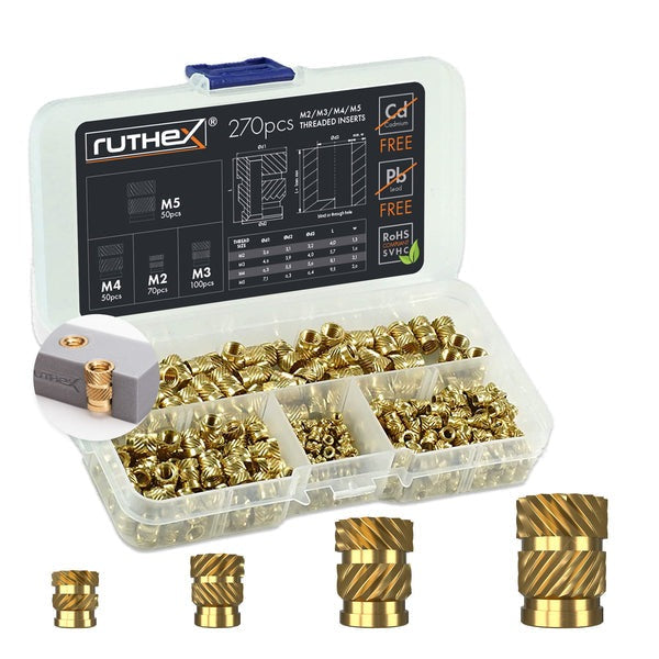 Ruthex M2/M3/M4/M5 Inserti filettati assortimento – 270 pezzi