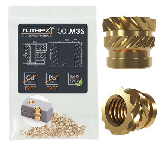 Ruthex M3 inserti filettati corti – RX-M3Sx4.0 (100 pezzi)