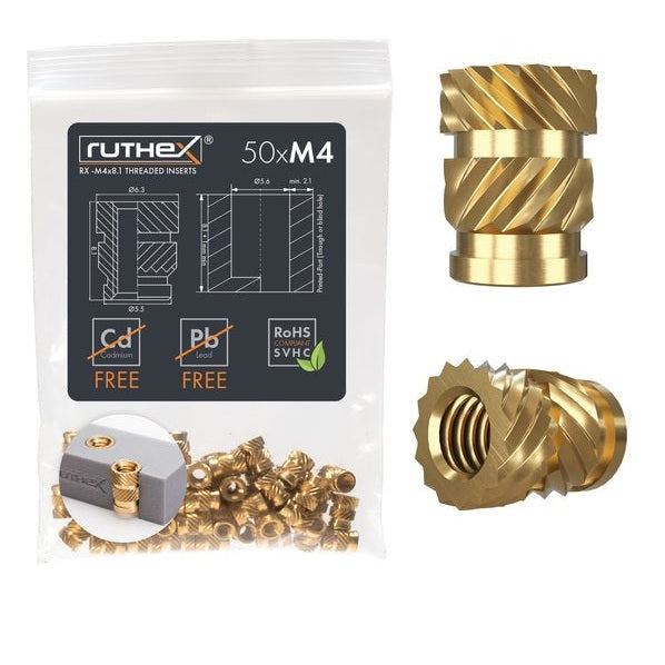 Ruthex Rx-M4x8.1 inserto filettato - 50 pezzi