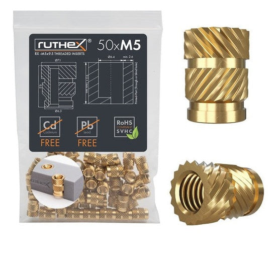 Ruthex M5 inserti filettati RX-M5x9.5 – 50 pezzi