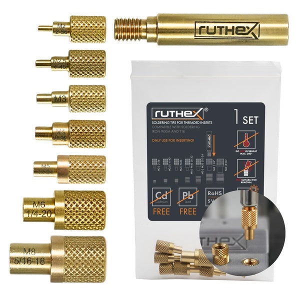 Set di punte per saldatura Ruthex per inserti filettati – M2 a M8 + UNC